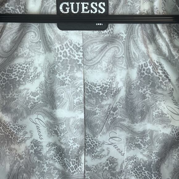 Guess Wool Coat Women’s Sz L Gray Double Breasted Knit Collar Winter Classic - Picture 4 of 8